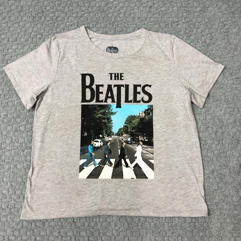 The Beatles Shirt Womens XL Gray Abbey Road Graphic Band Rock T-Shirt Tee Casual